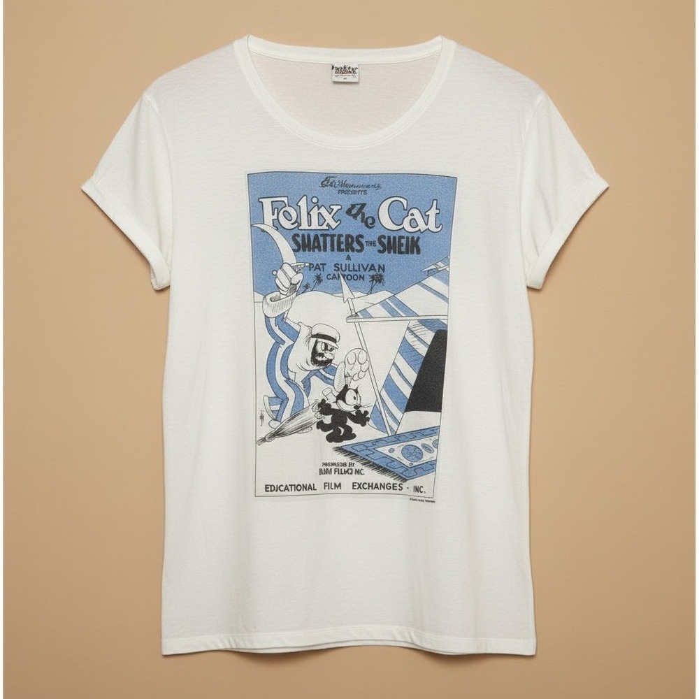 Vintage La Rue Dolce Felix The Cat T-Shirt Mens M Shatters The Sheik NWOT Rolled